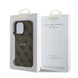 Husa pentru iPhone 16 Pro Max, Guess 4G Ring Classic Logo MagSafe (GUHMP16XG4GFRW), maro