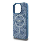 Husa pentru iPhone 16 Pro, Guess 4G Ring Classic Logo MagSafe (GUHMP16LG4GFRB), albastru