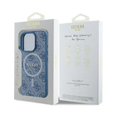Husa pentru iPhone 16 Pro, Guess 4G Ring Classic Logo MagSafe (GUHMP16LG4GFRB), albastru
