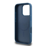 Husa pentru iPhone 16 Pro, Guess 4G Ring Classic Logo MagSafe (GUHMP16LG4GFRB), albastru
