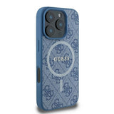 Husa pentru iPhone 16 Pro, Guess 4G Ring Classic Logo MagSafe (GUHMP16LG4GFRB), albastru