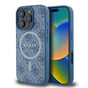 Husa pentru iPhone 16 Pro, Guess 4G Ring Classic Logo MagSafe (GUHMP16LG4GFRB), albastru