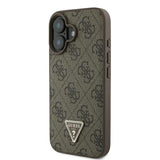Husa pentru iPhone 16, Guess Leather Metal Logo Strass Crossbody (GUHCP16SP4TDSCPW), maro