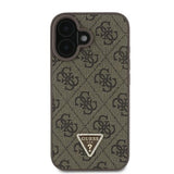 Husa pentru iPhone 16, Guess Leather Metal Logo Strass Crossbody (GUHCP16SP4TDSCPW), maro