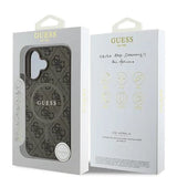 Husa pentru iPhone 16, Guess 4G Ring Classic Logo MagSafe (GUHMP16SG4GFRW), maro