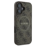 Husa pentru iPhone 16, Guess 4G Ring Classic Logo MagSafe (GUHMP16SG4GFRW), maro