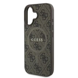 Husa pentru iPhone 16, Guess 4G Ring Classic Logo MagSafe (GUHMP16SG4GFRW), maro