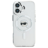 Husa pentru iPhone 16, Karl Lagerfeld IML MagSafe (KLHMP16SHLSKIH), alb