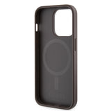 Husa pentru iPhone 15 Pro, Guess Hardcase 4G Printed Stripes MagSafe (GUHMP15LP4RPSW), maro