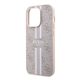 Husa pentru iPhone 15 Pro, Guess Hardcase 4G Printed Stripes MagSafe (GUHMP15LP4RPSP), roz