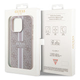Husa pentru iPhone 15 Pro, Guess Hardcase 4G Printed Stripes MagSafe (GUHMP15LP4RPSP), roz
