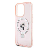 Husa pentru iPhone 15 Pro Max, Karl Lagerfeld Hardcase Ring Stand MagSafe (KLHMP15XHMRSKCP), roz