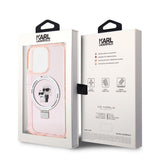 Husa pentru iPhone 15 Pro Max, Karl Lagerfeld Hardcase Ring Stand MagSafe (KLHMP15XHMRSKCP), roz