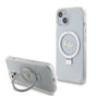 Husa pentru iPhone 15, Guess Ring Stand Script Glitter MagSafe (GUHMP15SHRSGSD), transparenta