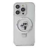 Husa pentru iPhone 14 Pro, Karl Lagerfeld Hardcase Ring Stand MagSafe (KLHMP14LHMRSKCH), alb