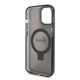 Husa pentru iPhone 15, Guess Ring Stand Script Glitter MagSafe (GUHMP15SHRSGSK), negru