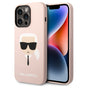 Husa pentru iPhone 14 Pro, Karl Lagerfeld Silicone MagSafe (KLHMP14LSLKHLP), roz deschis