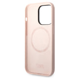 Husa pentru iPhone 14 Pro, Karl Lagerfeld Silicone MagSafe (KLHMP14LSLKHLP), roz deschis