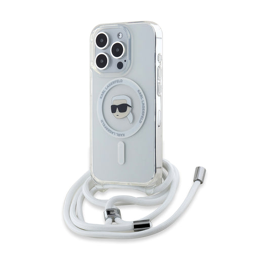 Husa pentru iPhone 15 Pro Max, Karl Lagerfeld IML Crossbody MagSafe (KLHMP15XHCKHNT), transparenta