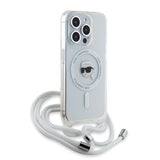 Husa pentru iPhone 15 Pro Max, Karl Lagerfeld IML Crossbody MagSafe (KLHMP15XHCKHNT), transparenta