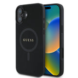 Husa pentru iPhone 16 Plus, Guess Saffiano Classic Logo MagSafe (GUHMP16MPSAHMCK), negru