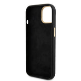 Husa pentru iPhone 15, Guess Silicone Script Metal Logo & Frame (GUHCP15SSMBSLK), negru