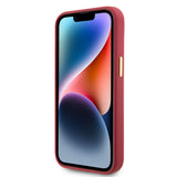 Husa pentru iPhone 15, Guess Silicone Script Metal Logo & Frame (GUHCP15SSMBSLM), rosu