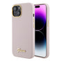 Husa pentru iPhone 15, Guess Silicone Script Metal Logo & Frame (GUHCP15SSMBSLP), Light Pink