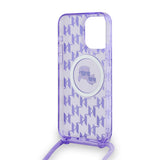 Husa pentru iPhone 15 Pro Max, Karl Lagerfeld IML Crossbody MagSafe (KLHMP15XHCKCKLCU), mov