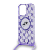 Husa pentru iPhone 15 Pro Max, Karl Lagerfeld IML Crossbody MagSafe (KLHMP15XHCKCKLCU), mov