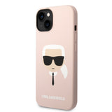Husa pentru iPhone 14 Plus, Karl Lagerfeld Silicone MagSafe (KLHMP14MSLKHLP), roz