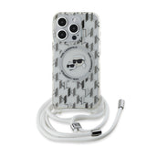 Husa pentru iPhone 15 Pro Max, Karl Lagerfeld IML Crossbody MagSafe (KLHMP15XHCKCKLCT), transparenta