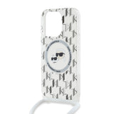 Husa pentru iPhone 15 Pro Max, Karl Lagerfeld IML Crossbody MagSafe (KLHMP15XHCKCKLCT), transparenta