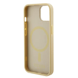Husa pentru iPhone 15 Plus, Guess Saffiano MagSafe (GUHMP15MPSAHMCB), auriu