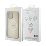 Husa pentru iPhone 15 Plus, Guess Saffiano MagSafe (GUHMP15MPSAHMCB), auriu