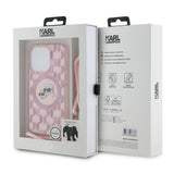 Husa pentru iPhone 15 Pro Max, Karl Lagerfeld IML Crossbody MagSafe (KLHMP15XHCKCKLCP), roz