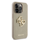Husa pentru iPhone 15 Pro, Guess Leather Perforated 4G (GUHCP15LPSP4LGD), auriu