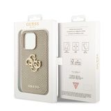 Husa pentru iPhone 15 Pro, Guess Leather Perforated 4G (GUHCP15LPSP4LGD), auriu