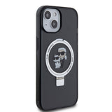 Husa pentru iPhone 15, Karl Lagerfeld Hardcase Ring Stand MagSafe (KLHMP15SHMRSKCK), negru