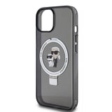 Husa pentru iPhone 15, Karl Lagerfeld Hardcase Ring Stand MagSafe (KLHMP15SHMRSKCK), negru