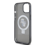 Husa pentru iPhone 15, Karl Lagerfeld Hardcase Ring Stand MagSafe (KLHMP15SHMRSKCK), negru