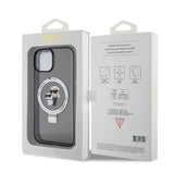 Husa pentru iPhone 15, Karl Lagerfeld Hardcase Ring Stand MagSafe (KLHMP15SHMRSKCK), negru