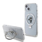 Husa pentru iPhone 15, Karl Lagerfeld Hardcase Ring Stand MagSafe (KLHMP15SHMRSKCH), White Karl&Choupette