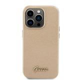 Husa pentru iPhone 15 Pro, Guess Glitter Glossy Script (GUHCP15LPGMCSD), bej