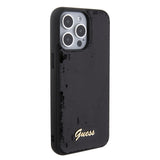 Husa pentru iPhone 15 Pro Max, Guess Sequin Script Metal (GUHCP15XPSFDGSK), negru