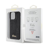 Husa pentru iPhone 15 Pro Max, Guess Sequin Script Metal (GUHCP15XPSFDGSK), negru