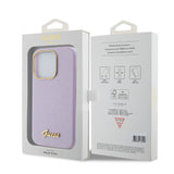 Husa pentru iPhone 15 Pro, Guess Glitter Glossy Script (GUHCP15LPGMCSL), violet