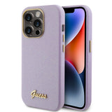 Husa pentru iPhone 15 Pro, Guess Glitter Glossy Script (GUHCP15LPGMCSL), violet