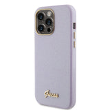 Husa pentru iPhone 15 Pro Max, Guess Glitter Glossy Script (GUHCP15XPGMCSL), violet