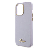 Husa pentru iPhone 15 Pro Max, Guess Glitter Glossy Script (GUHCP15XPGMCSL), violet